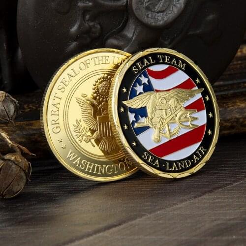 USA Army Navy Sea Land Air Seals Team Gold Plated Coins Military Challenge Collectible Gifts