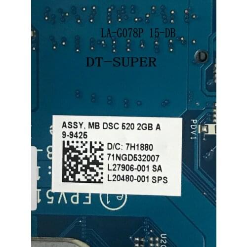BRAND NEW L20480-601 For HP 15-DB LAPTOP MOTHERBOARD PROCESSOR A9-9425 GPU DSC 520 2GB