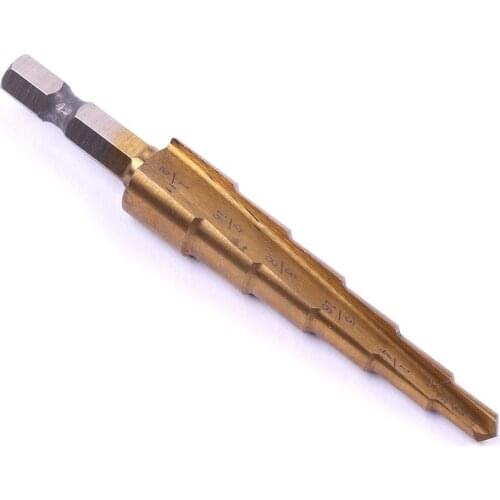 2Pcs 1/4'' Hex Shank HSS Titanium Coated Step Drill Bit From 3/16-1/2'' 1/8-1/2'' Drill Bits with 6 Steps / 13 Steps
