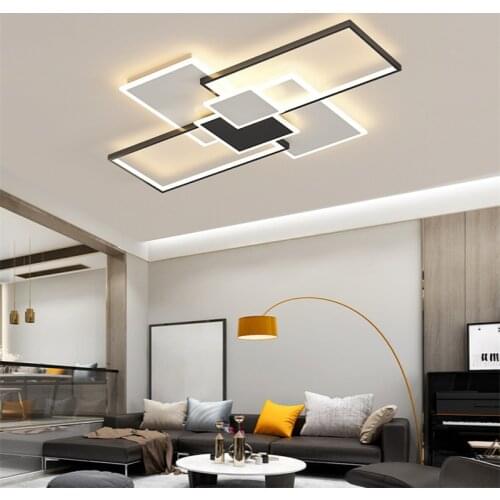 Led Ceiling Lamp Bedroom Lamp Rectangular Frame Hall Lamp Fixture Aluminum Acrylic Chandelier Lights 42w 55w 113w Household Led
