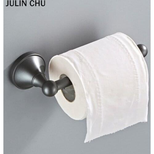 Dark Grey Toilet Paper Holder Brass Bathroom Lavatory Kitchen Washroom WC Paper Roll Holder Wall Mounted Gray Tissue Hanger Rack
