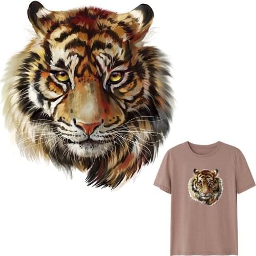 Iron-on Transfers Patches For Clothing Vinyl Thermo Stickers Applique Diy Cute Tiger Heat Thermotransfer Stripes On Clothes Set