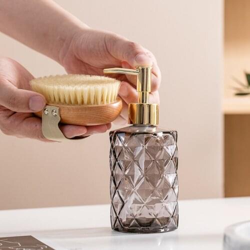 NEWYEARNEW 1piece 330ml Glass Liquid Soap Dispensers Emulsion Bottles Latex Bathroom Accessories Set Wedding Gift