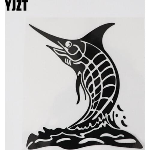YJZT 13.3CM×14.3CM Amusing Marine Animal Swordfish Decal Car Stickers Vinyl 13D-1033