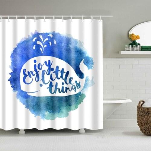 Animal Shower Curtain Whale Blue and White Fashion Bath Accessories with 12 Hooks Waterproof Polyester Fabric Bathroom Decor