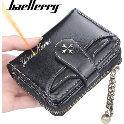 2021 New Women Wallets Name Engraving Fashion Short PU Leather Top Quality Card Holder Female Purse Zipper Wallet For Women