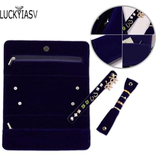 Women Portable Travel Velvet Jewelry Storage Roll Bag Organizer Case Pouch for Necklaces Rings Bracelets