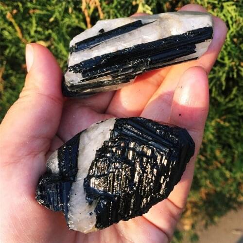 2pcs Natural Black Tourmaline Crystal Gemstone Collectibles Rough Rock Mineral Specimen Healing Stone Home Decor