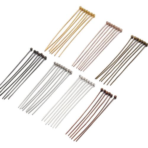 200pcs/lot 20/25/30/40/50mm(24 gauge) 6 colors Gold Plated Metal Ball Head Pins For DIY Jewelry Beaded Accessories Findings