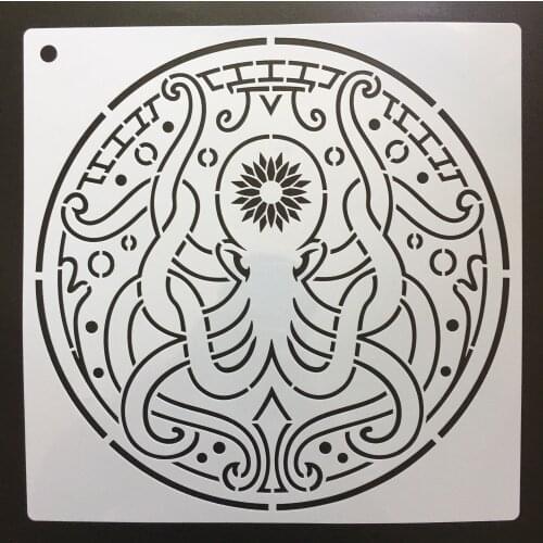30*30cm size octopus craft mandala mold for painting stencils stamped photo album embossed paper card on wood fabric wall
