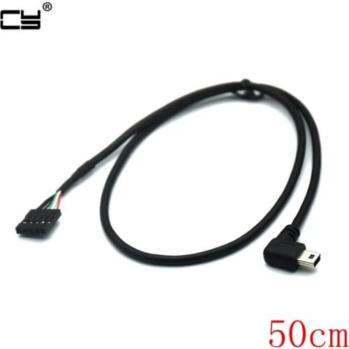 5Pin Motherboard Female Header to 90 degree angled Mini USB Male Adapter Dupont Extender Cable (5Pin/Mini-USB) 50cm