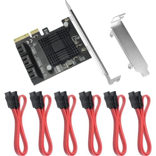 6Gbps PCIE to SATA 3 Expansion Card Add On Card Controller 6 SATA Ports PCI Express Adapter Card Windows10/8/7/XP/Linux