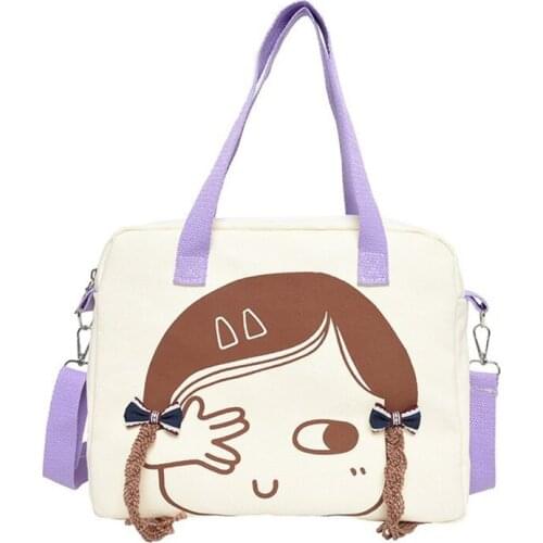 Anime Funny Creative Pigtail Girl Women Shoulder Bag Student Cute JK Transparent Handbag Canvas Messenger Bag