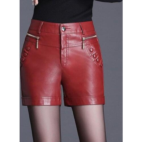 Plus Size Biker PU Leather Shorts Women 2020 High Waist Quality Sexy Ladies Shorts Black Short Hot Mujer Womens Cuir Femme