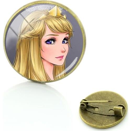 Disney Anime Princess Avatar Brooch Cartoon Princess Brooch Brooch Jewelry Glass Cabochon Dome Trend Jewelry Brooch
