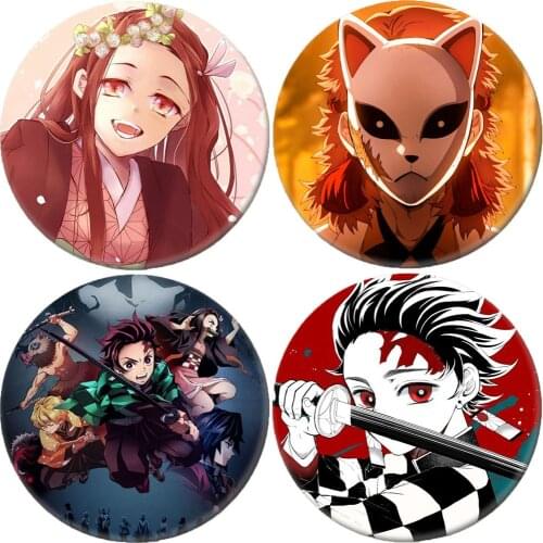 Anime Demon Slayer Icon 58mm Brooch Pins Breastpin Badge Cartoon Jewelry Handbag Schoolbag Hat Accessories Drop Shipping