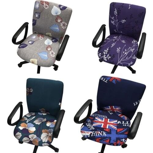 Office Computer Rotating Chair Cover Printed Elastic Covers Stretch Seat Case Removable Washable Internet Cafe Chairs Silpcover