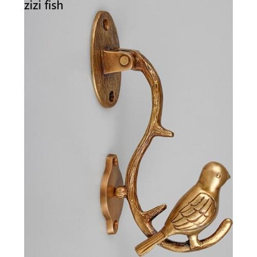 Brass Bird Hook Metal Animal Clothes and Hats Hook Up Wall-mounted Ornaments Decorative Hooks Home Decoration Accessories Crafts
