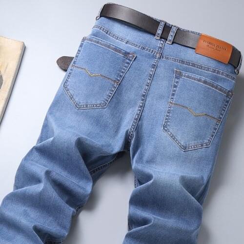 Stretch Brand MenS Loose Straight-Leg Jeans Summer Thin Classic Style Casual Pants Spring And Autumn New Denim Trousers Male