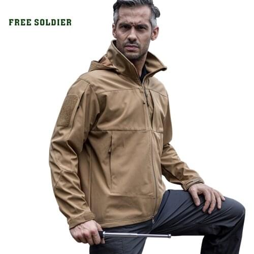 FREE SOLDIER Outdoor Sports Camping Hiking Tactical Jackets For Men Water-Instant Windproof Coat And Warm Lining Jacket