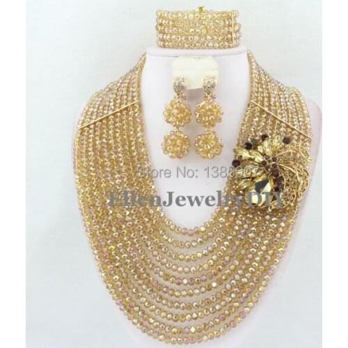 Indian African Beads Jewelry Set Crystal Beads Necklace Set African Jewelry Set Crystal Jewelry Set Free Shipping W6298