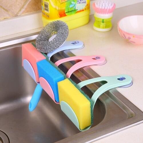 Creative sucker sponge hanging bags plastic drain basket of kitchen supplies racks Drain racks shelves