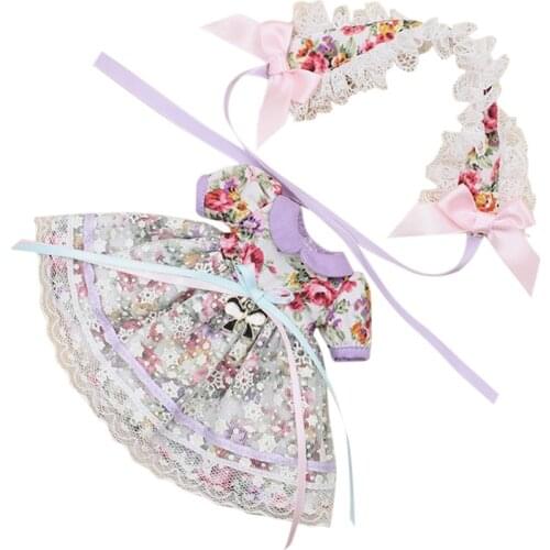 ICY DBS Blyth doll toy clothes headdress flower dress outfit, only clothes no doll