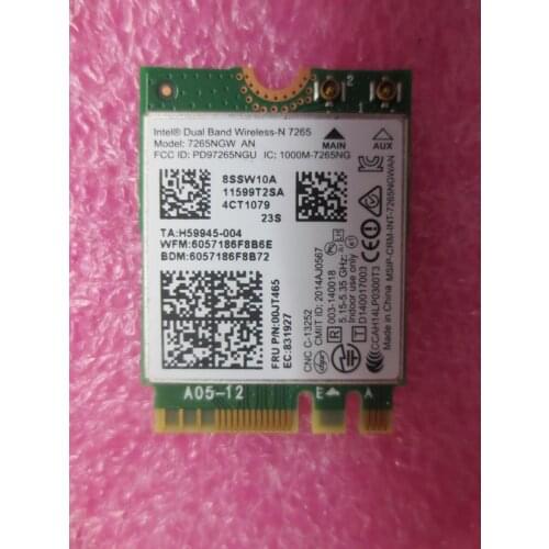 Lenovo Thinkpad X250 T450 T550 W550 X1 3rd Dual Band Wlan Card 7265 7265AN 7265NGW WiFi+BT4.0 NGFF/M.2 00JT465 00JT460