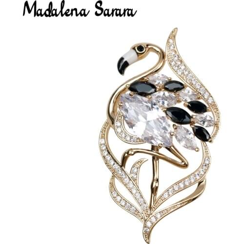 MADALENA SARARA AAAA Cubic Zircon Brooch Flamingo Style Fine Brooch Women Suit Decoration Wholesale