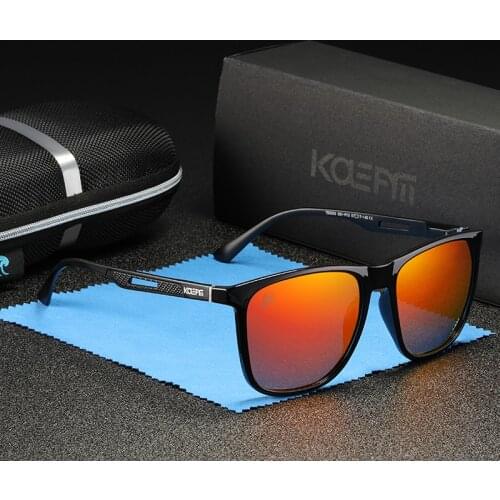 KDEAM TR90 Material Square Sunglasses Men Polarized Adjustment Spring Hinges Driving Polaroid Sun Glasses With Zipper Box KD033