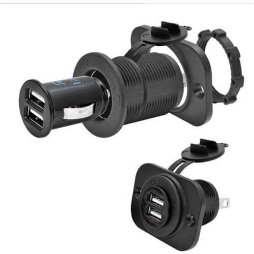 NEW Waterproof Dual USB Port Motorcycle Cigarette Lighter Charger 12/24V Cell Phone