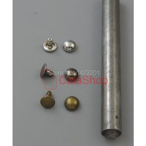 One Tool + 100 sets / Lot 8mm 5/16" Double Mushroom Domed Rivet Cap Stud Rapid Leather craft for Bags