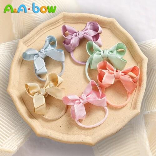 Bow Baby Hair Band for Girls Solid Color Elastic Nylon Headband for Kids Elastic Headwear Soft Turban Headwrap Hair Accessories
