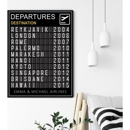 Personalised Custom Travel Poster Privater Design Airport Departure Board Print Canvas Painting Wall Art Decor Study Room Gift