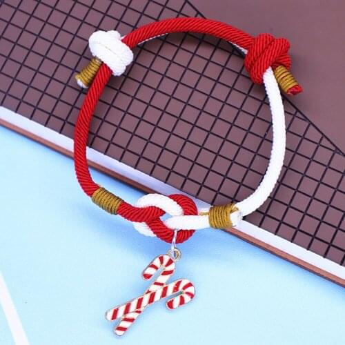 Handmade Braided Nylon Rope Chain Adjust Greek Fraternity Club Sign Cane Charm Bracelets For Men