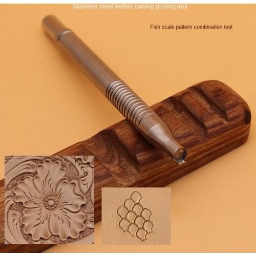 Fish Dermatoglyph Painting Handmade DIY Leather Tanned Stamp Stainless Steel Sculpture Printed Tool Carving Punch Saddle 1 Piece