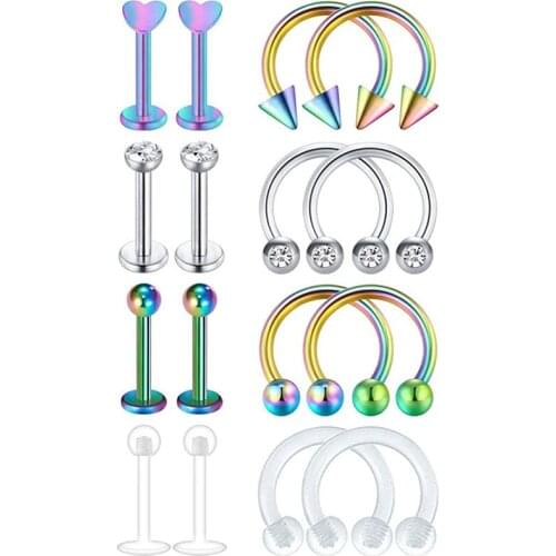 16g Lip Ring Ear Stud Ear Ear Nose Throat Spiral Cartilage Earrings Perforated Horseshoe Barbell Transparent Perforated Fixator