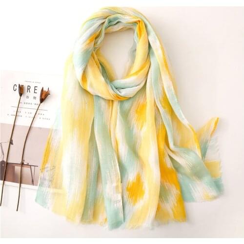 Beach Scarf Luxury Brand Viscose Big Scarf Hijab Yellow Lemon Print Scarf Hair Leaf Women Scarfs Fashiona Spring Summer Scarve