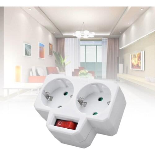 EU Standard Multiple Plug 250V 16A Double Socket Conversion Socket with Outlet Switch Plug Power Adapter Socket