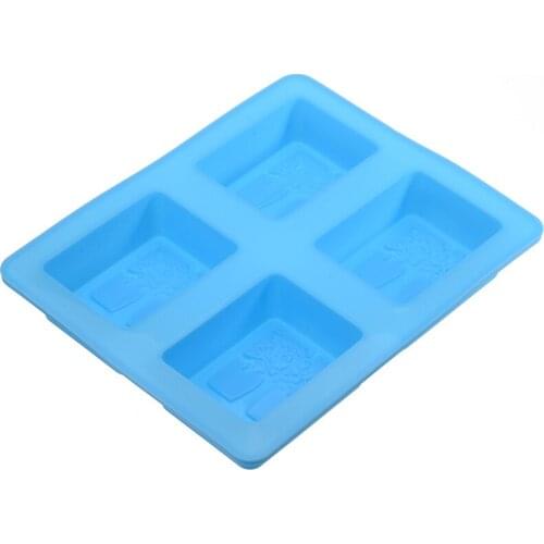 Silicone Tree Pattern Soap Mold 4 Cavity Square Soap Mold DIY Handmade Craft Rectangular Random Colors