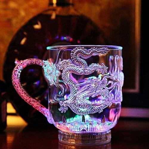 LED Flashing Color Change Water Activated Light Up Dragon Beer Whisky Cup Mug Cocktail Halloween Wedding Eye Catching LED Flash