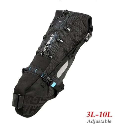 ROSWHEEL Waterproof Bike Bag Bicycle Saddle Bag Pannier Cycling MTB Mountain Road Bike Tail Seat Bag Adjustable 3L-10L