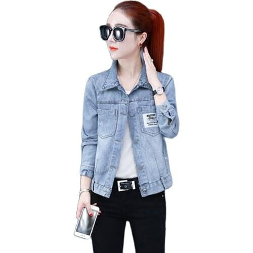 2021Spring Autumn New Large Size Denim Jacket Women Slim Korean Version Cowboy Coat Female Embroidered Jeans Outwear Ladies A391