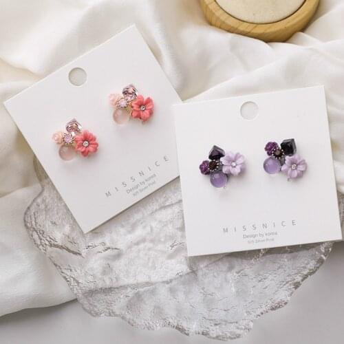 New Arrival Classic Crystal Shell Flower Stud Earrings For Women Simple Sweet Rose Jewelry Fashion Oorbellen Gifts