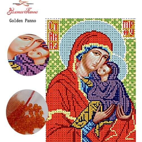 Golden Panno,Needlework,DIY,beads,Cross stitch,Embroidery stitch,Precise Printed painting,religion Pattern,mother and the son