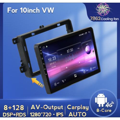 10 inch Cooling Fan Android 11 6+128G Car Audio Stereo For VW Volkswagen Golf Polo skoda rapid GPS Navigation IPS DSP 4G WIFI