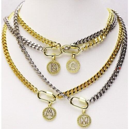 10 Strand letters A-Z pendants necklace round charm pendants Twist chain necklaceleave message choose letters 6235