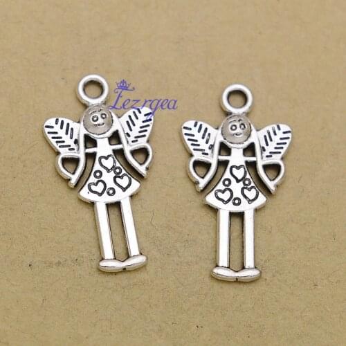 20pcs/lot--25x14mm, Antique silver plated guardian angel girl charms,DIY supplies,Jewelry accessories