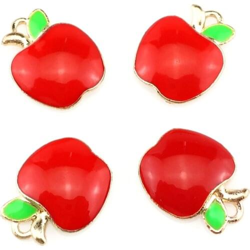 20Pcs/Lot Metal Red Apple Charms Making Fruit Pendant For Jewelry Making Bracelet Necklaces DIY Handcraft
