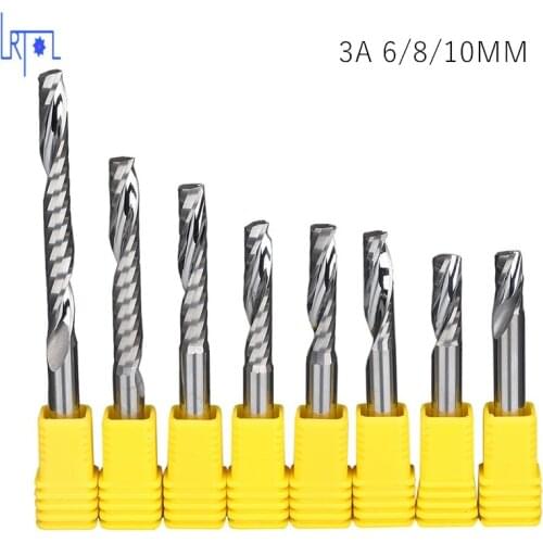 5pcs 6mm 3A material Acrylic or density wood cutting Carbide CNC 1 Flute Spiral Bit End Mill Cutter